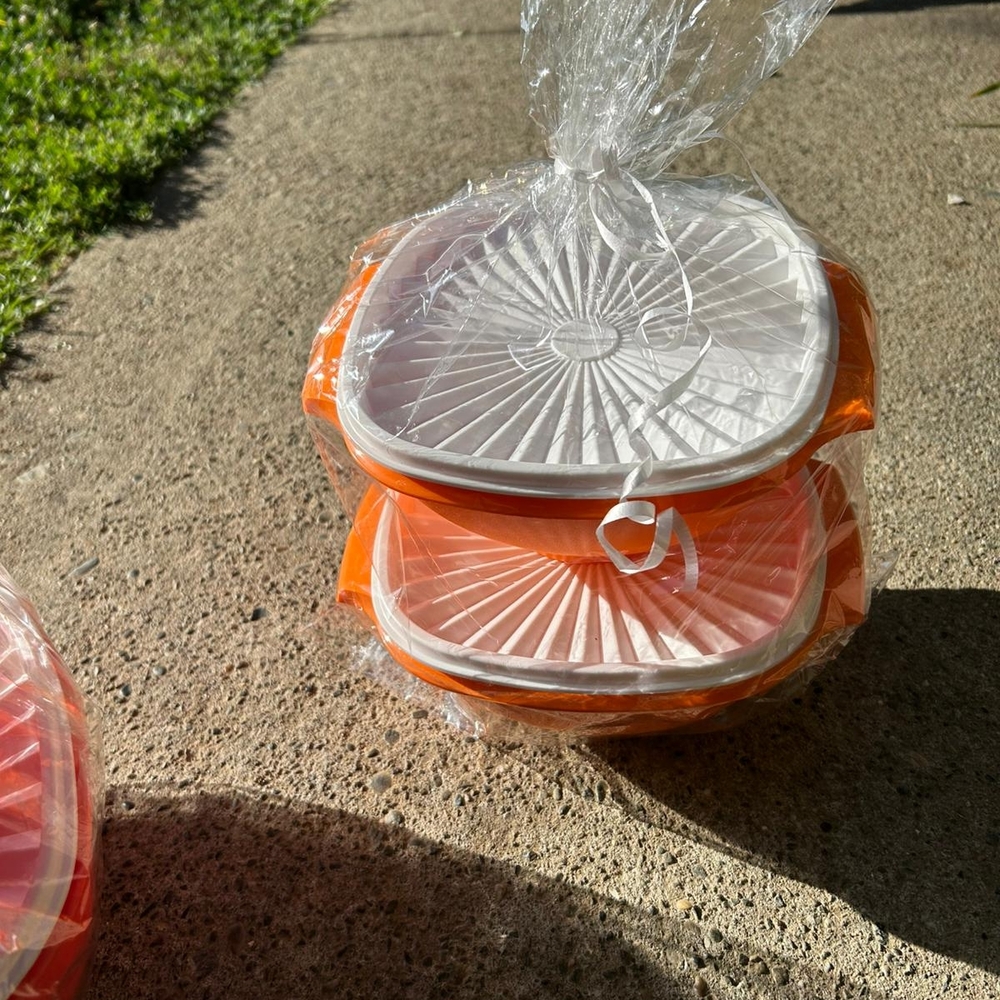 Orange and White Plastic Food Containers
